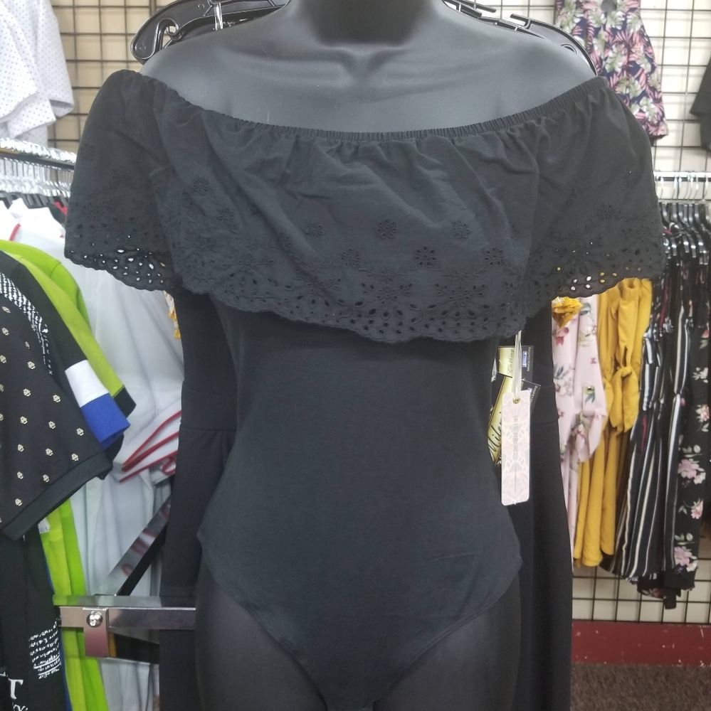 Eyelet Off Shoulder Bodysuit